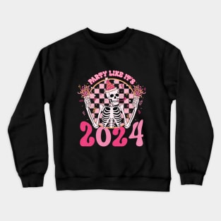 Party Like It's 2024 New Year Skeleton Crewneck Sweatshirt